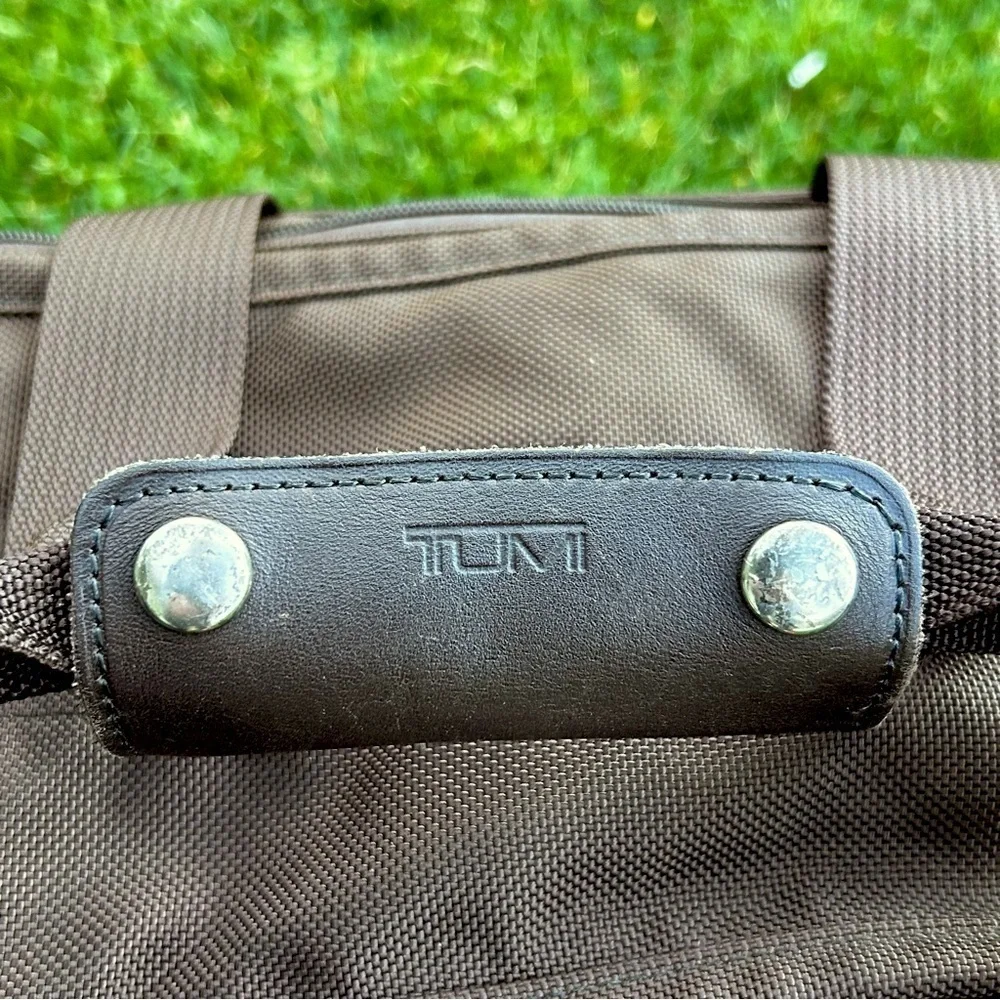 TUMI Canvas and Leather Carryon Duffle Travel Bag Chocolate Brown | Made in USA